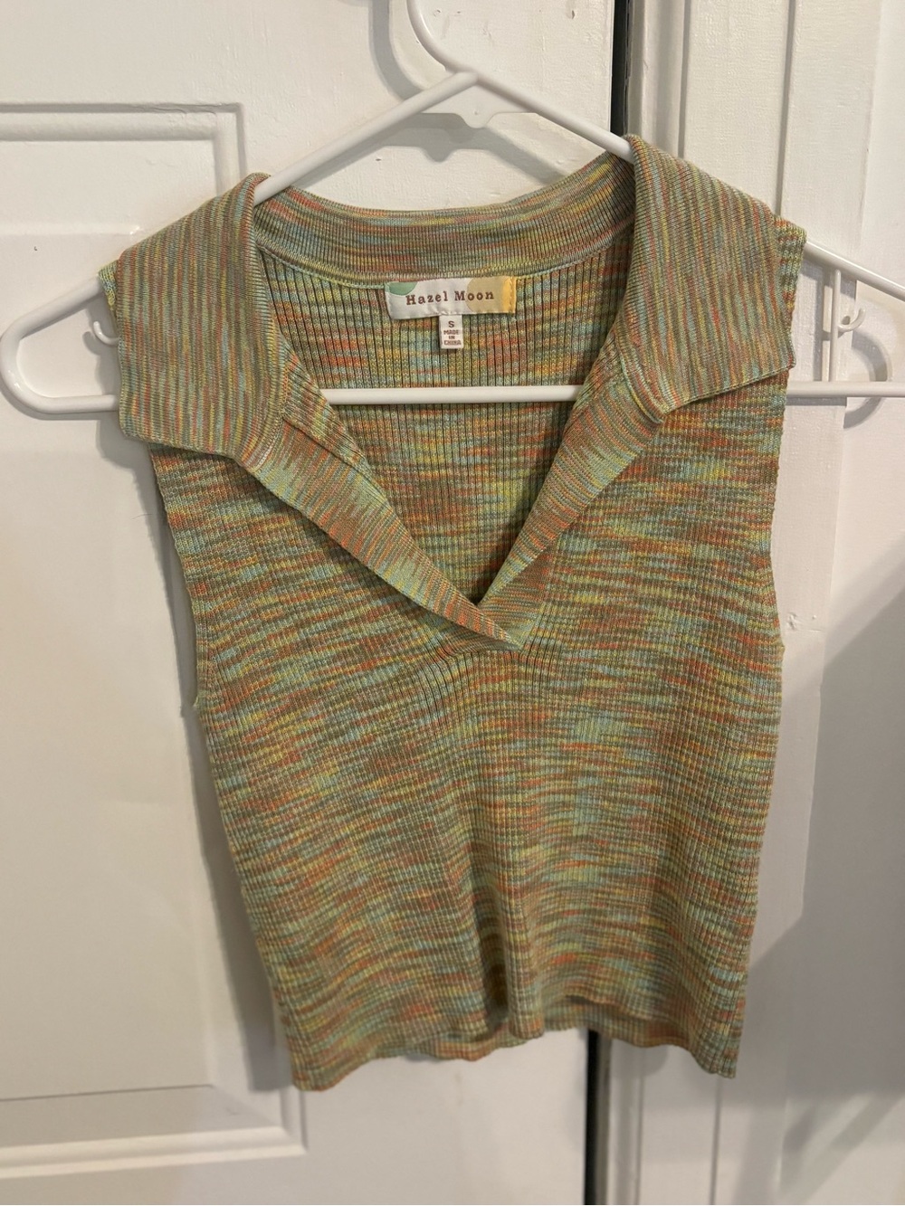Hazel moon Multicolor Ribbed Sleeveless Polo Tank size s